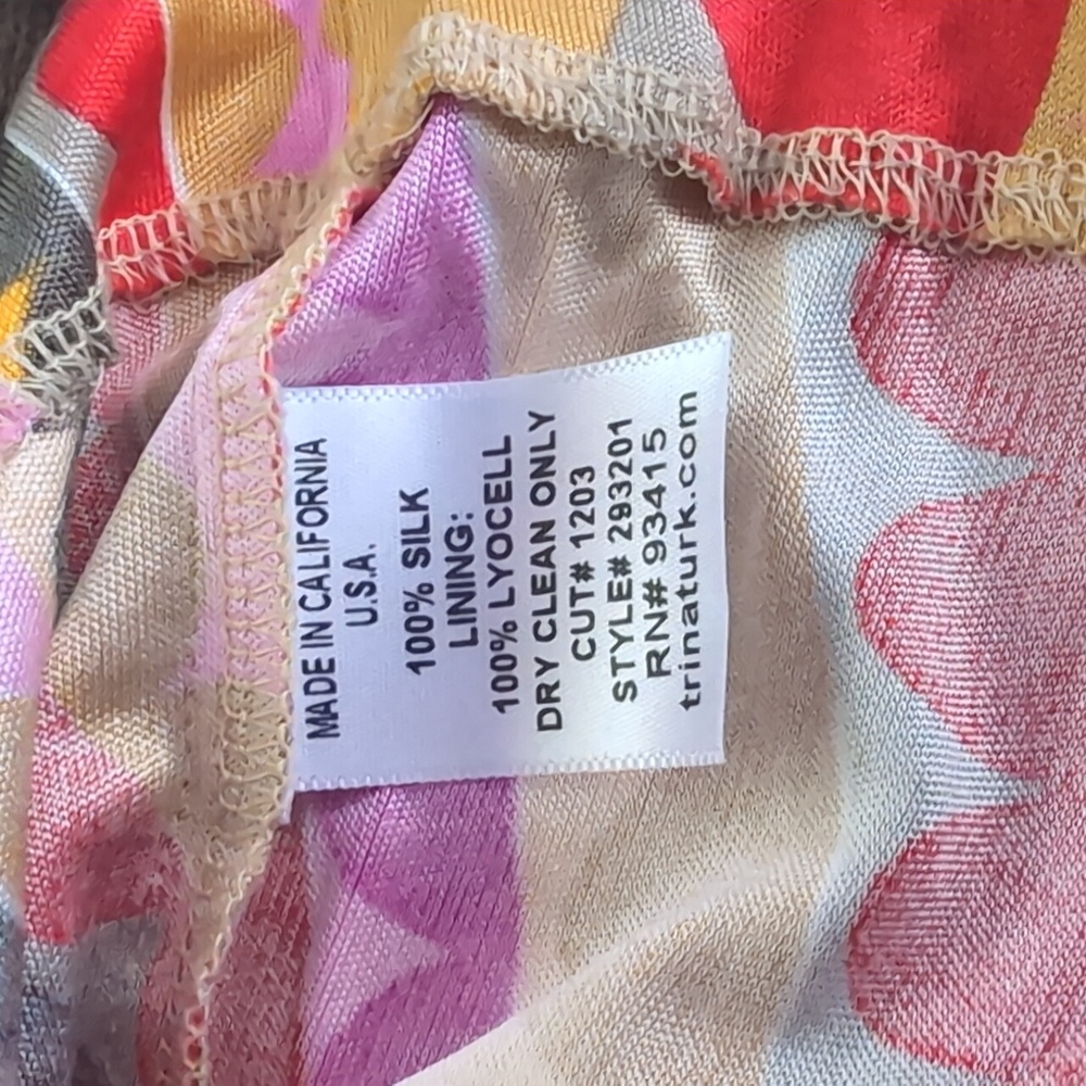 Trina Turk Silk Racerback Retro Tank Blouse Sz 8 - Picture 7 of 9